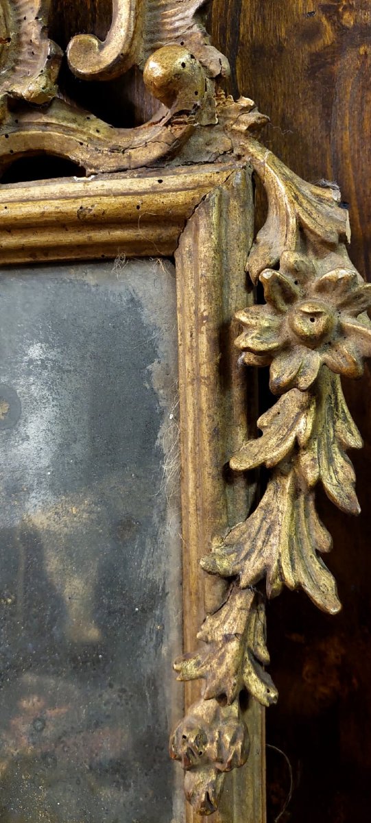 Miroir Ancien En Bois Doré 18ème Siècle Miroir Mercurio Original-photo-2