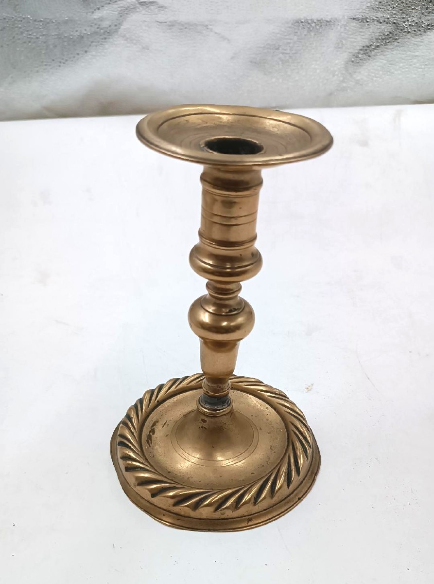 Antique Bronze Candlestick 17th Century-photo-4