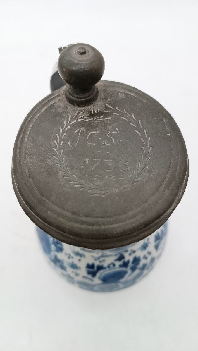 Blue And White Beer Mug, Delft 18th Century 1733-photo-4