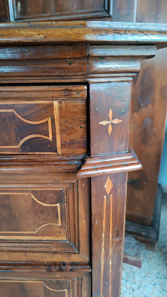 Commode En Noyer Marqueté Du XVIIe Siècle, Italie Centrale-photo-4