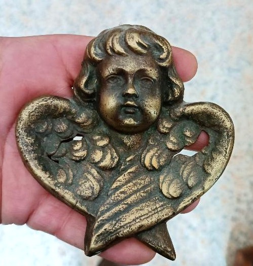 Presse-papier En Bronze Coulé Représentant Un Ange Putto Chérubin Ailé, Début Des Années 1900-photo-2