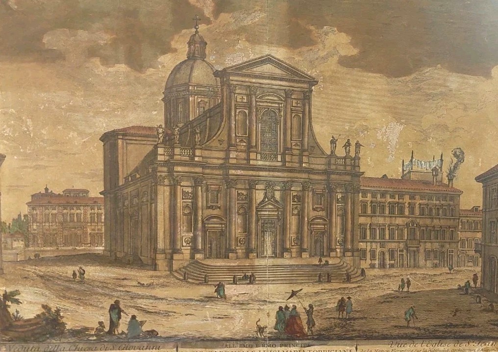 Gravure Aquarelle San Giovanni Dei Fiorentini XVIIIe Siècle D.montagu-photo-2