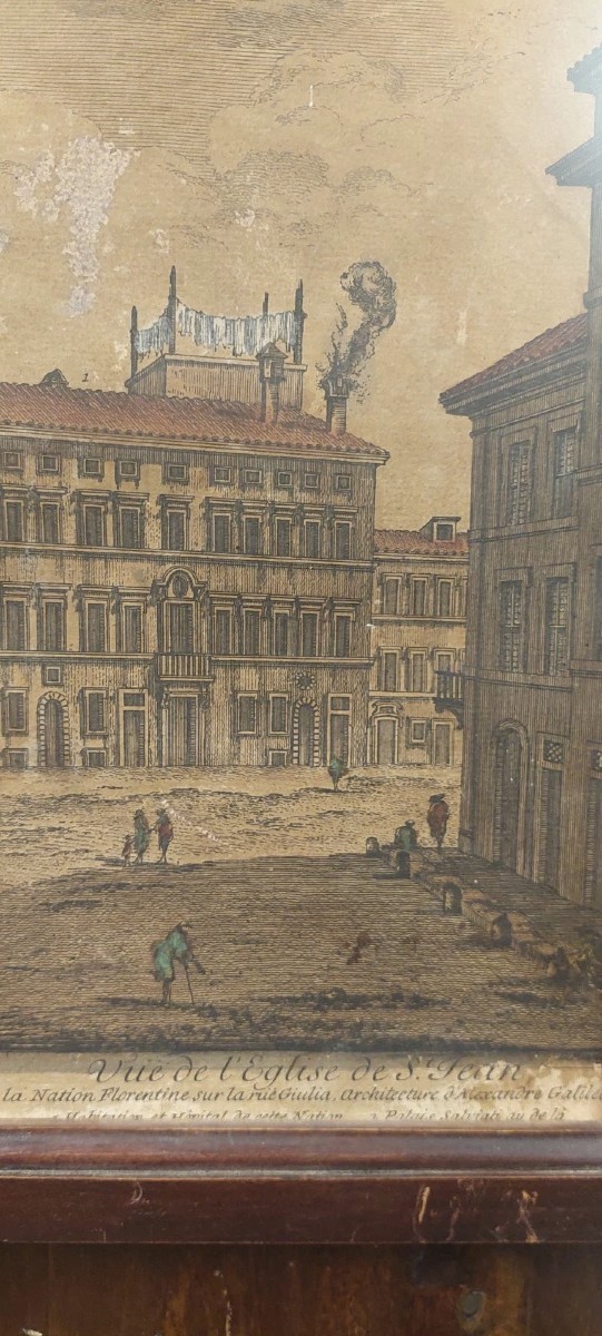 Gravure Aquarelle San Giovanni Dei Fiorentini XVIIIe Siècle D.montagu-photo-4
