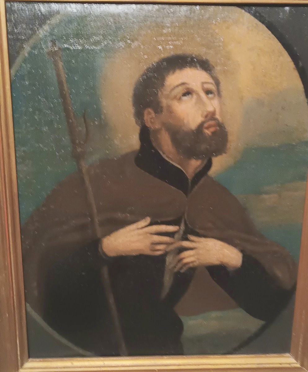 Peinture à l'Huile Ancienne Sur Toile 18ème Siècle Saint Francois Xaver-photo-2