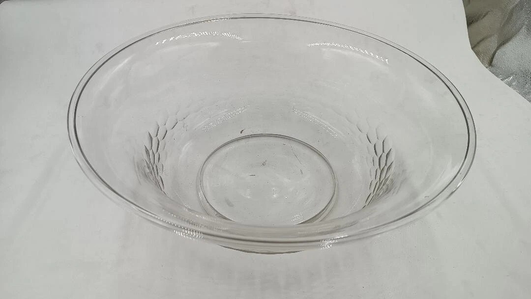 Large Antique Glass Engraved 19th Century Basin Tray With Jug-photo-5