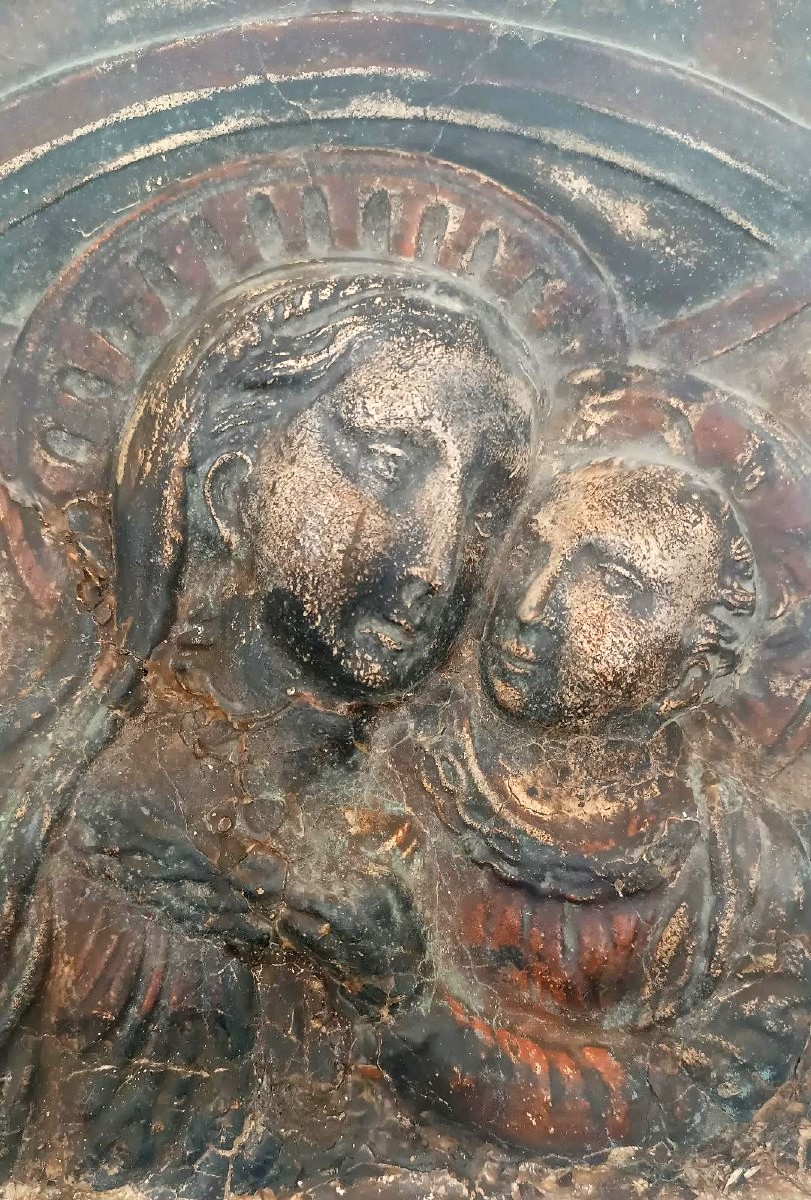 Papier-mâché Madonna With Child 17th Century-photo-3