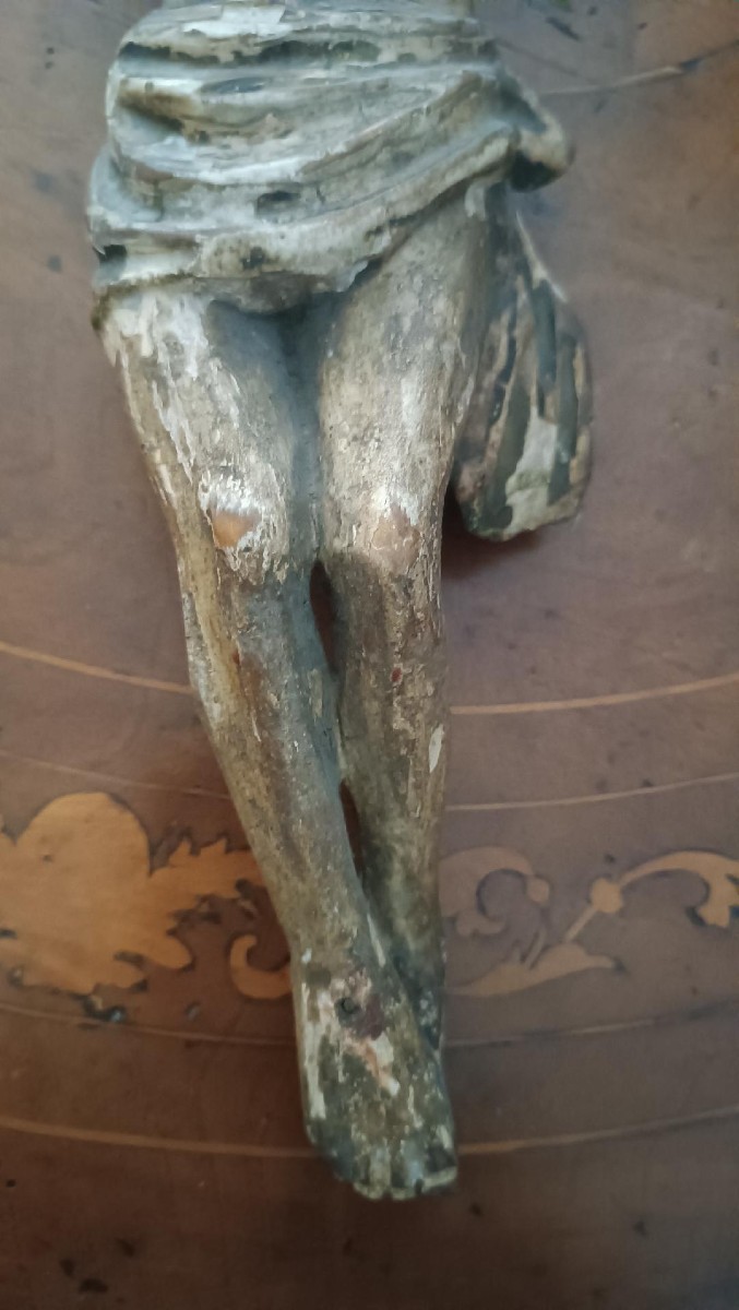 Christ En Bois Polychrome Antique Du XVIIIe Siècle-photo-1
