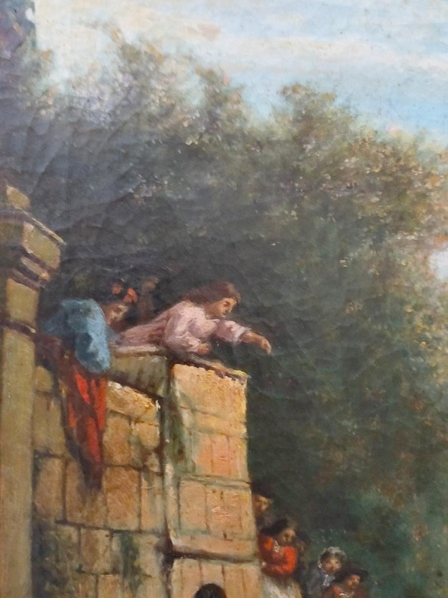 Printure Huile Sur Toile Ancien Italie-photo-2