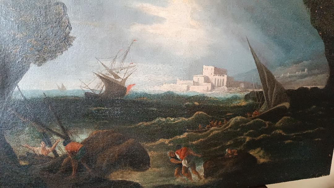 Peinture à l'Huile Sur Toile Fin Du XVIIe Siècle - école Flamande - Navires Dans La Tempête-photo-6