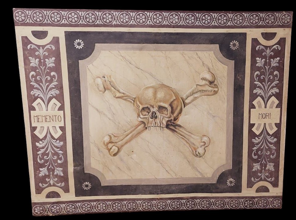 Memento Mori Large Tempera Painting On Canvas 18th Century. Italy 174 Cm