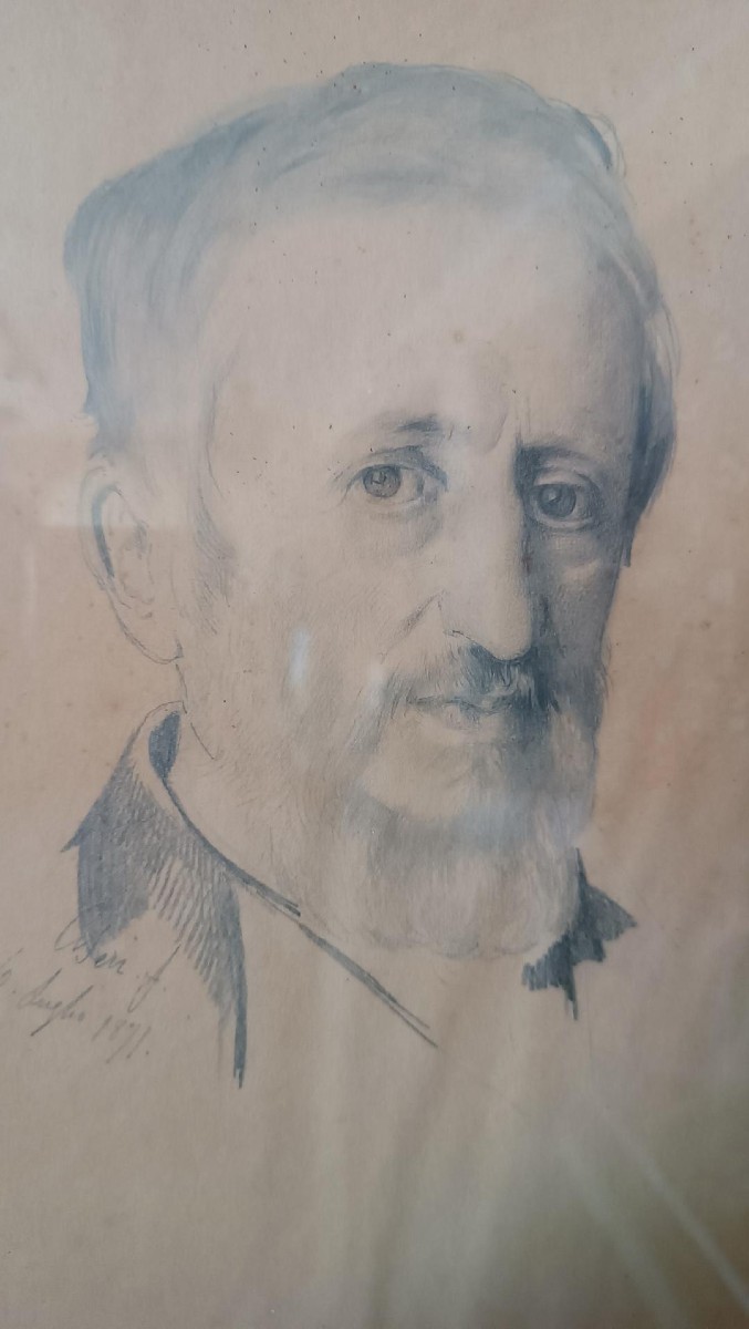 Pencil Drawing On Paper - Portrait Of Cesare Altoviti - Antonio Ciseri 1871--photo-2