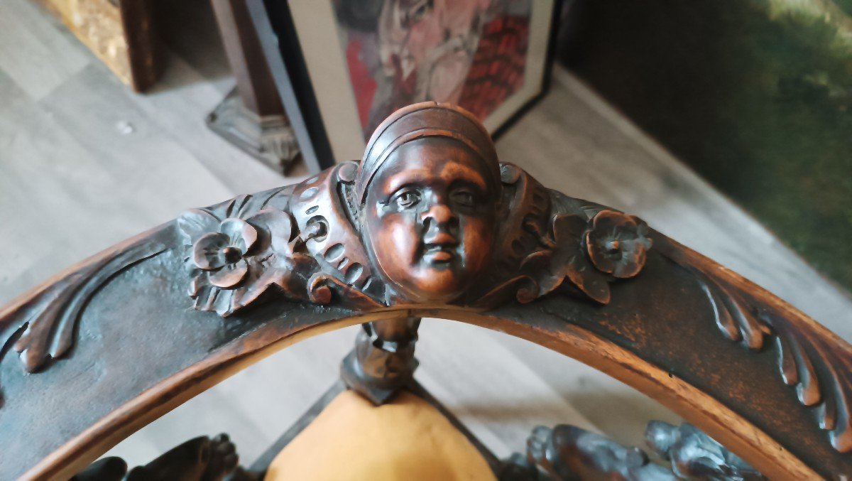 Paire De Fauteuils d'Angle Anciens De Style Renaissance-photo-4