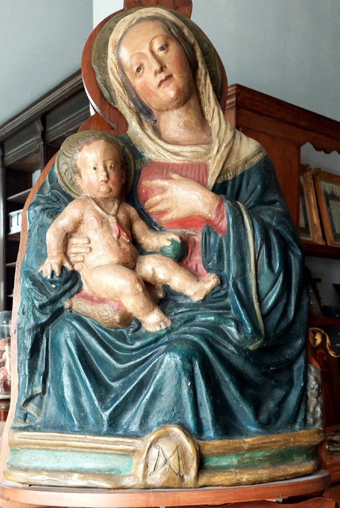 Madones Au Lait, Sculpture En Papier Mâché Polychrome, Italie, Début Du XVIIe Siècle-photo-2