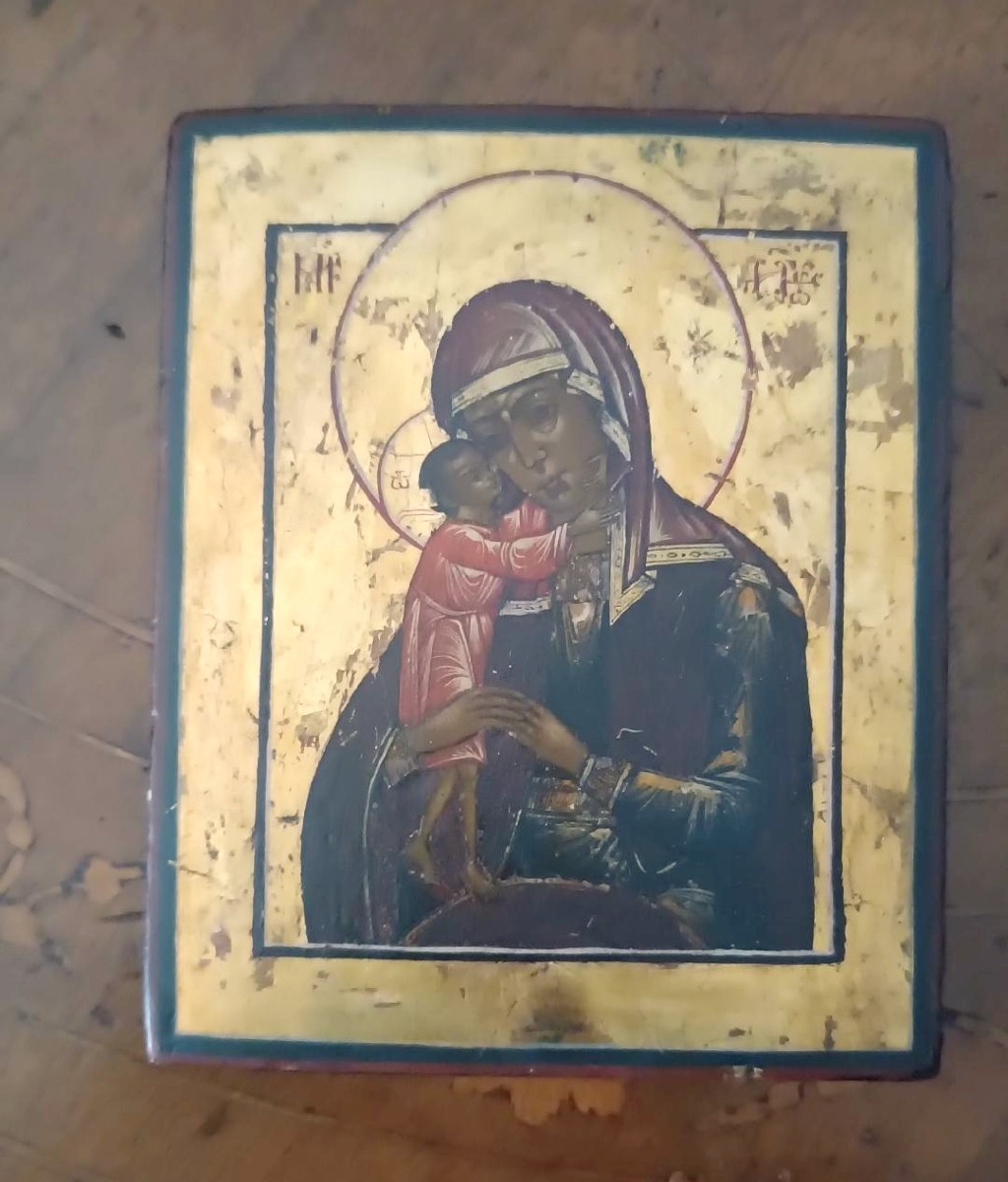 Ancient Russian Icon - Gold Background Virgin In Search Of Lost Souls