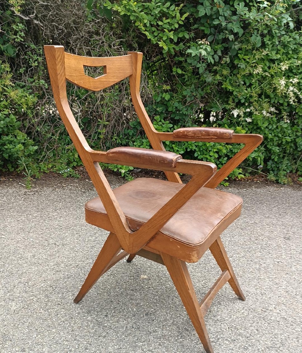 Chaise De Bureau Avec Accoudoirs Des Années 50, Europe Du Nord, Design-photo-2