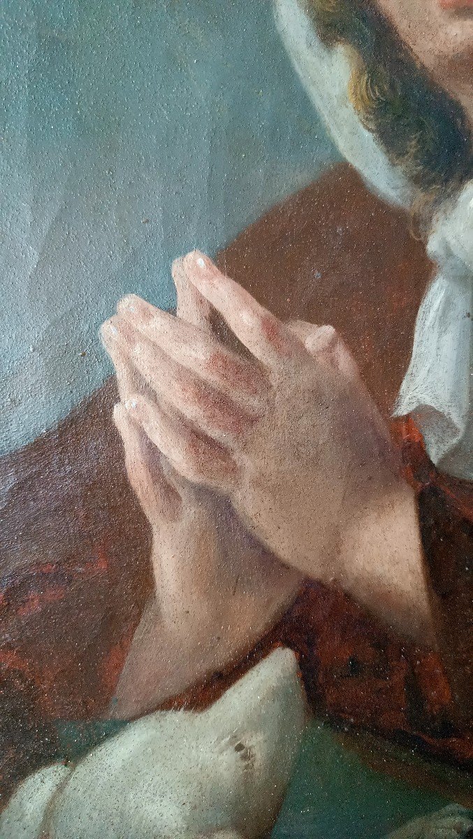 Peinture à l'Huile Sur Toile XVIIIe Siècle Santa Margherita Da Cortona, école Toscane-photo-1