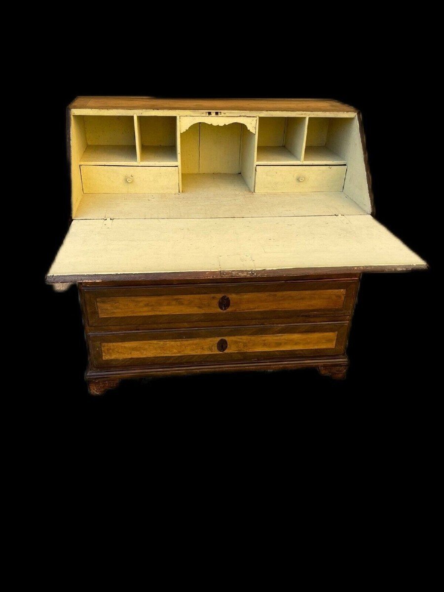 Ancienne Commode Scriban, Peinture Originale De Toscane XVIIIème-photo-2