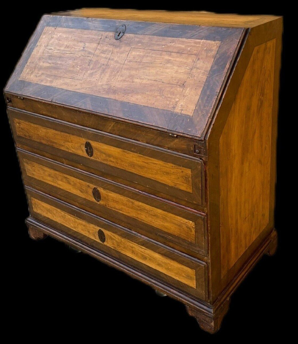 Ancienne Commode Scriban, Peinture Originale De Toscane XVIIIème-photo-4