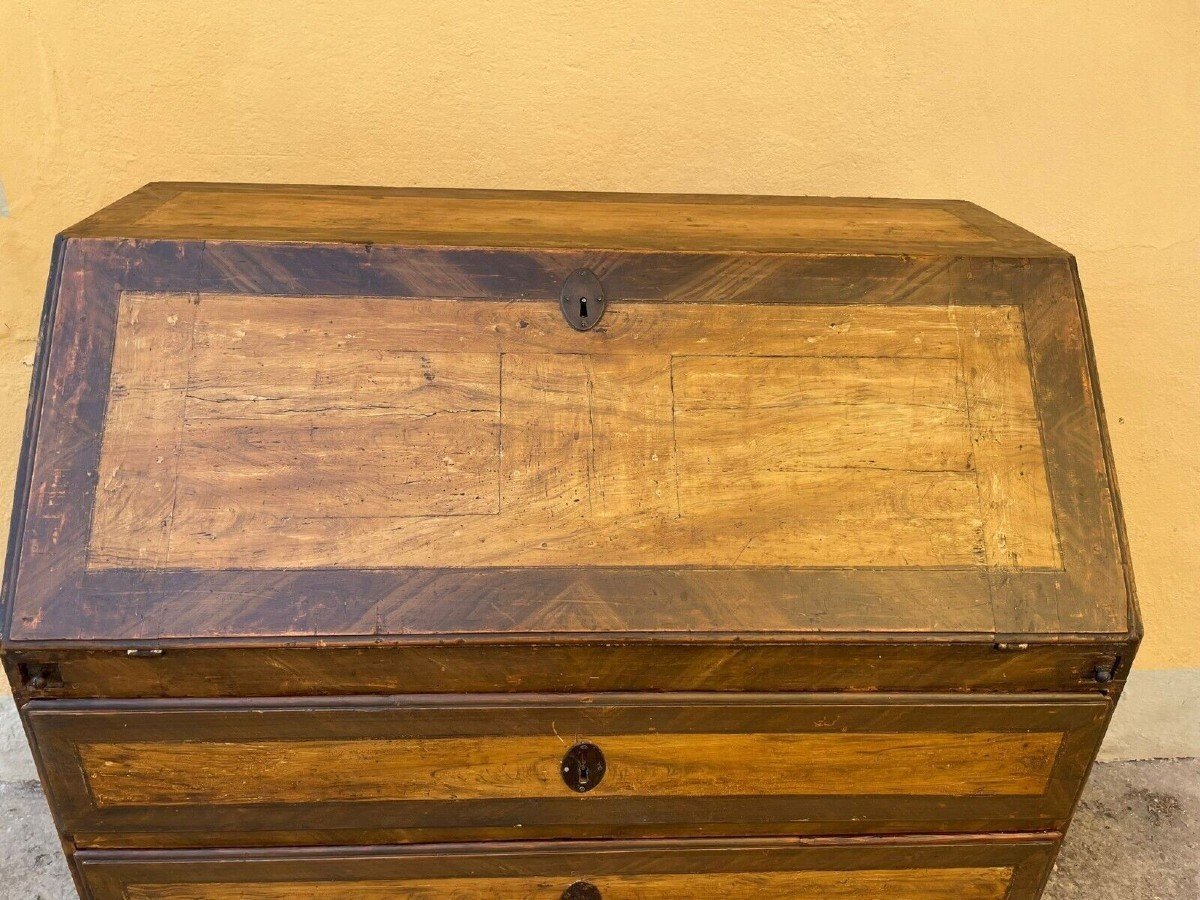 Ancienne Commode Scriban, Peinture Originale De Toscane XVIIIème-photo-2