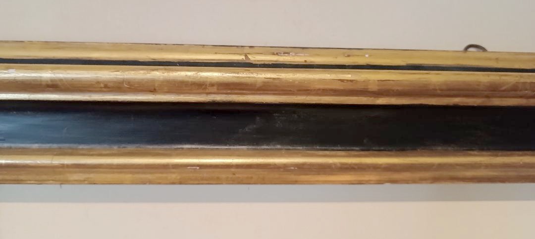 Large Antique Frame In Blackened And Gilded Wood, Of Italian Origin-photo-1