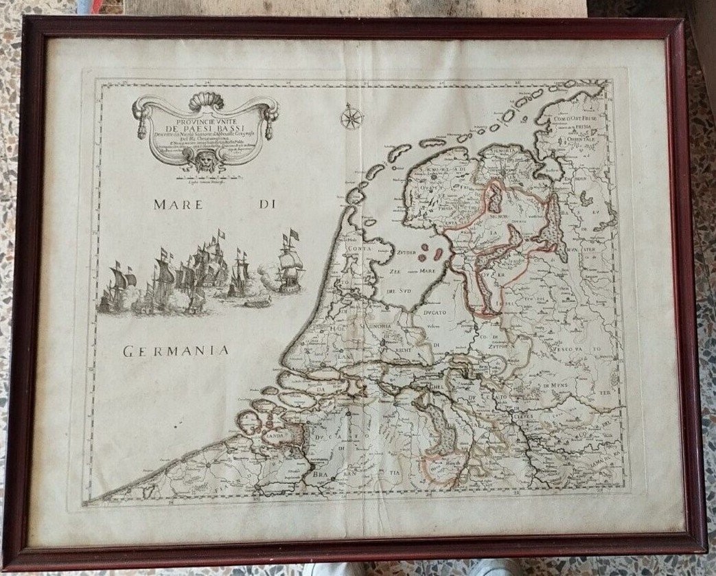 Carte 1672 Provinces Des Pays-bas De Rossi /sanson Original Antique