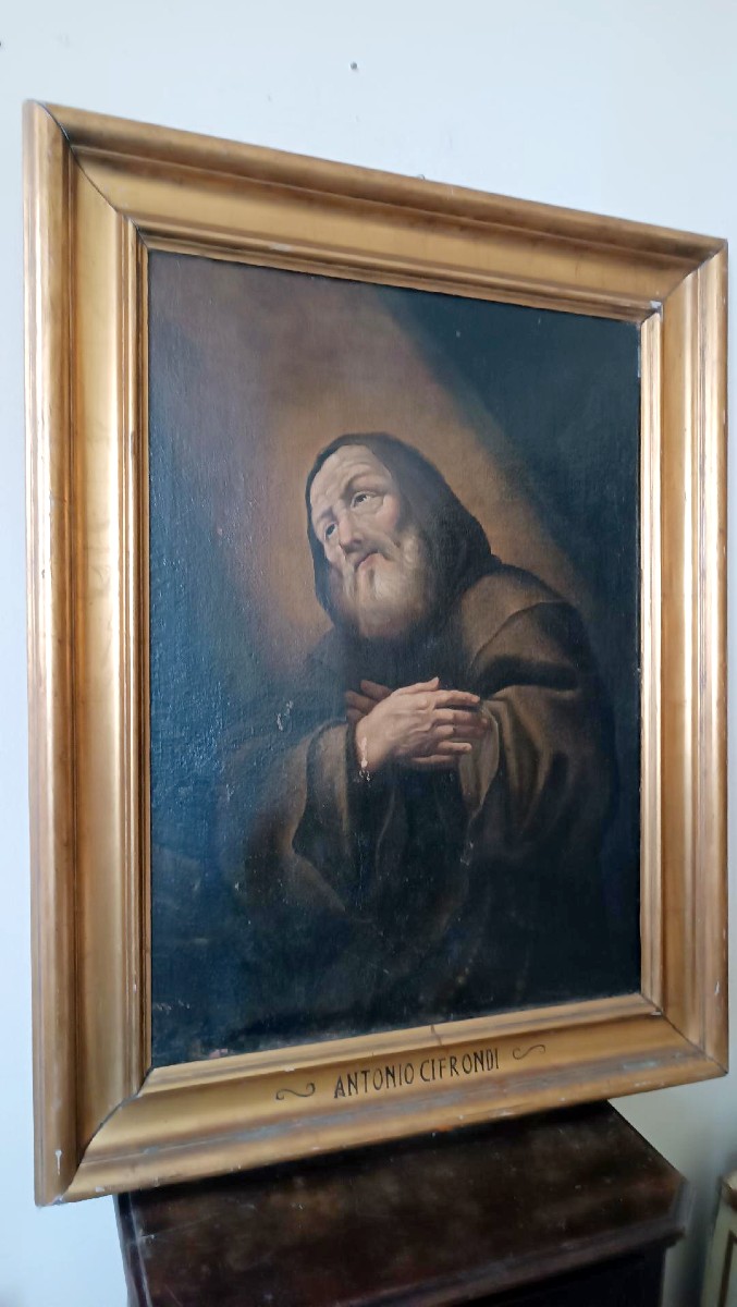 Ancient Oil Painting On Canvas - Saint Francis Of Paola - Antonio Cifrondi (1656-1730)-photo-2