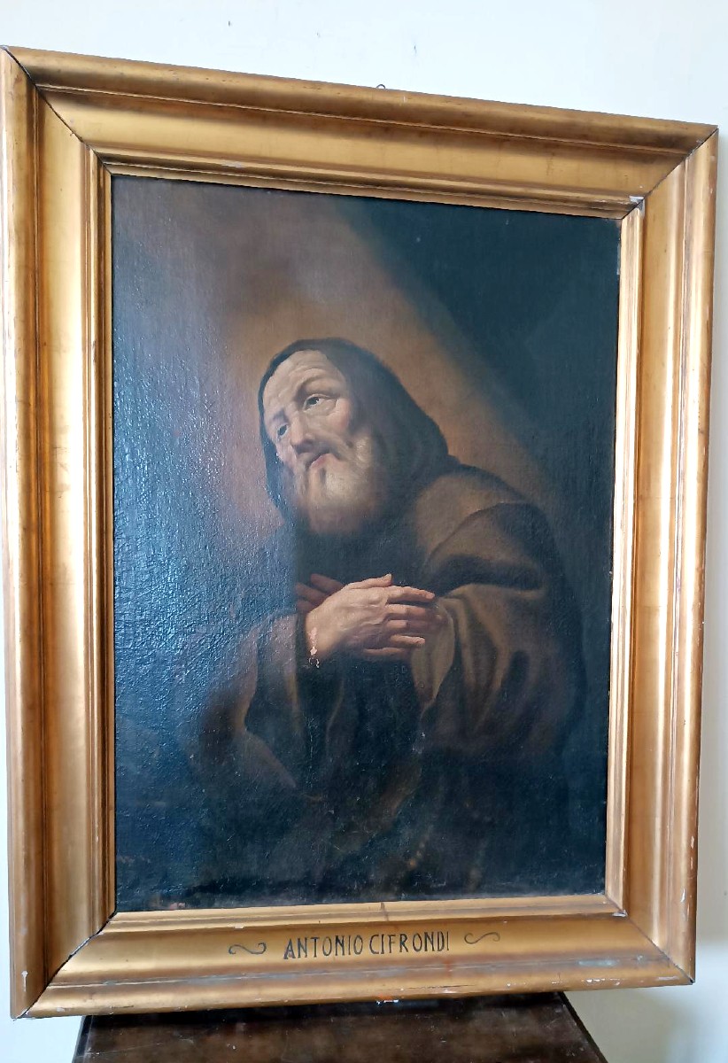 Ancient Oil Painting On Canvas - Saint Francis Of Paola - Antonio Cifrondi (1656-1730)-photo-3