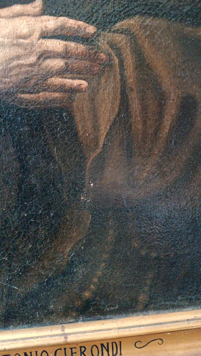 Ancient Oil Painting On Canvas - Saint Francis Of Paola - Antonio Cifrondi (1656-1730)-photo-7