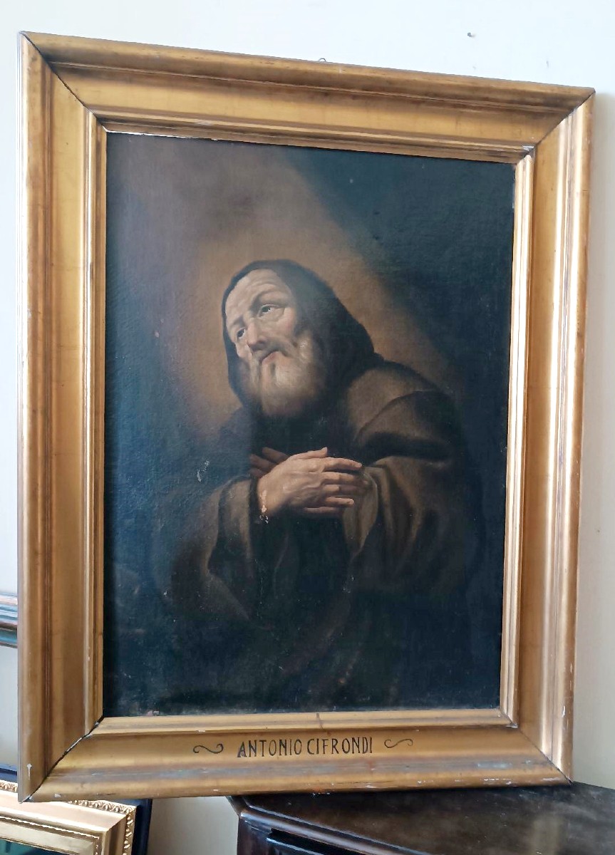 Ancient Oil Painting On Canvas - Saint Francis Of Paola - Antonio Cifrondi (1656-1730)