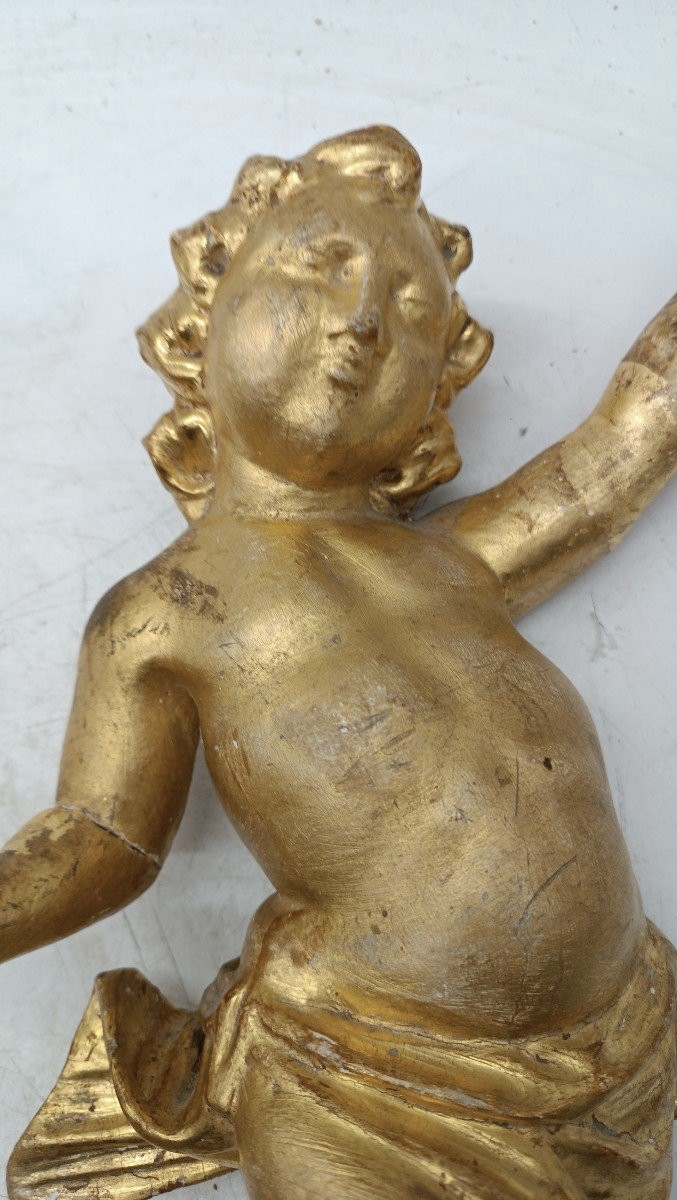 Ancient Pair Of Golden Wooden Angels-photo-2