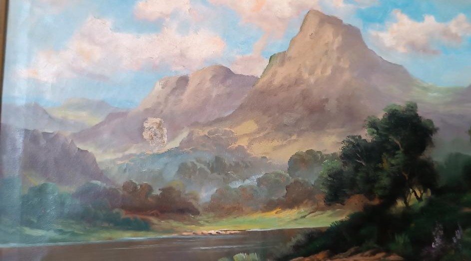Antique Oil Painting On Canvas Landscape Scotland Jack Ducker-photo-2