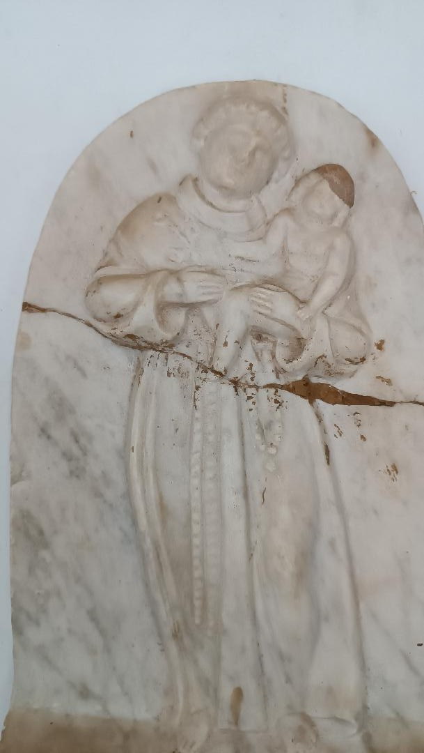 Plaque, bas-relief en marbre - Saint Antoine de Padoue XVIIIe siècle-photo-2