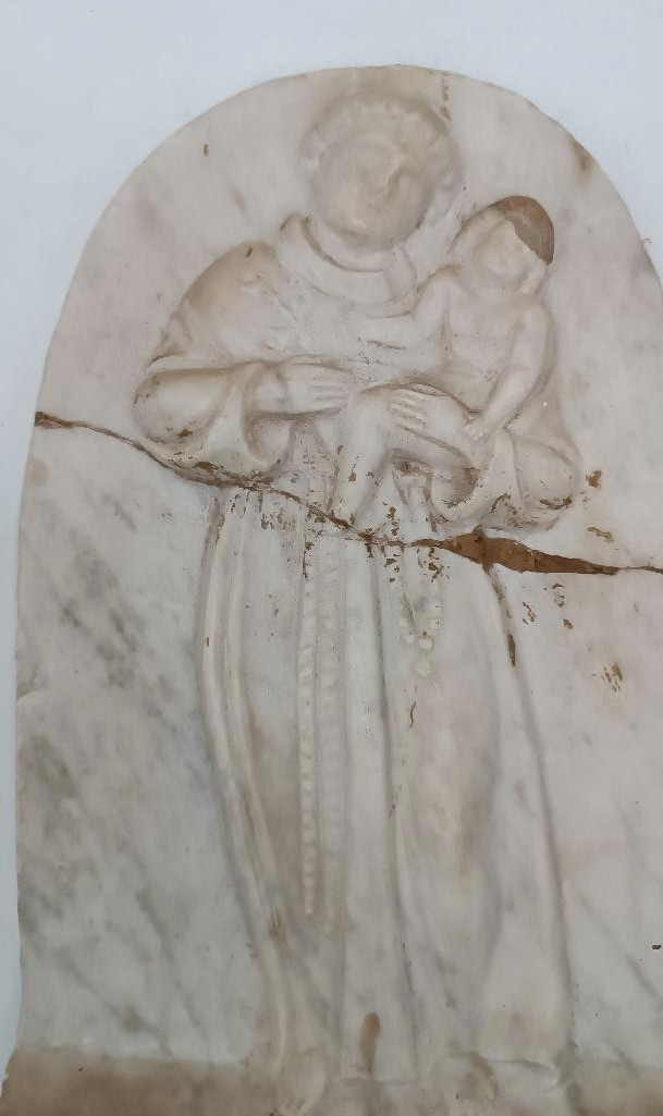 Plaque, bas-relief en marbre - Saint Antoine de Padoue XVIIIe siècle-photo-5