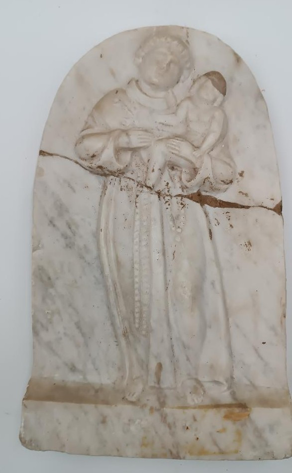 Plaque, bas-relief en marbre - Saint Antoine de Padoue XVIIIe siècle