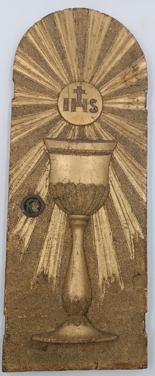 Portail de tabernacle antique, ciborium, en bois doré-photo-2