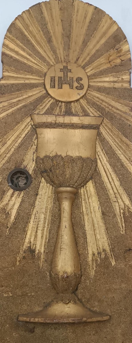 Portail de tabernacle antique, ciborium, en bois doré-photo-3