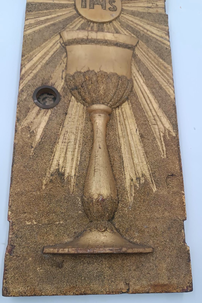 Portail de tabernacle antique, ciborium, en bois doré-photo-4