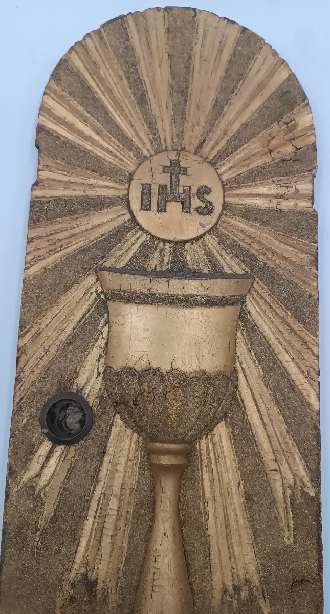 Portail de tabernacle antique, ciborium, en bois doré-photo-1