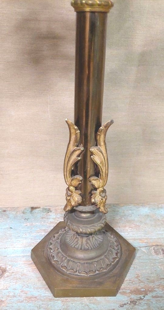 Pair Of Important Large Six-light Candlesticks In Chiselled Bronze -photo-5
