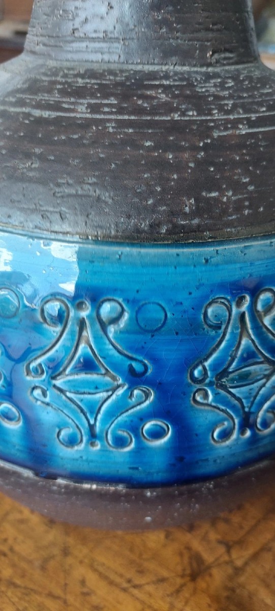 Aldo Londi For Bitossi. Rimini-blue Glazed Vase, Vintage Ceramic Design-photo-1