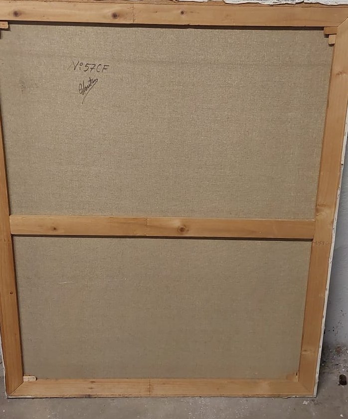 Large Surrealist Oil On Canvas By The Painter Gianfranco Rontani. Size 118 X 97 Cm --photo-3