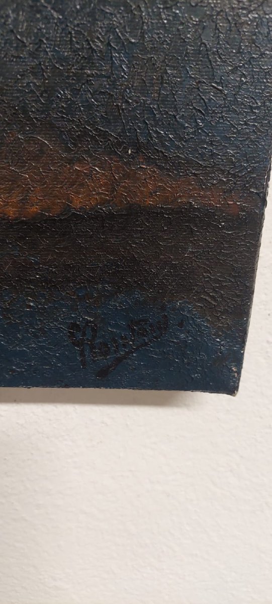 Large Surrealist Oil On Canvas By The Painter Gianfranco Rontani. Size 118 X 97 Cm --photo-5