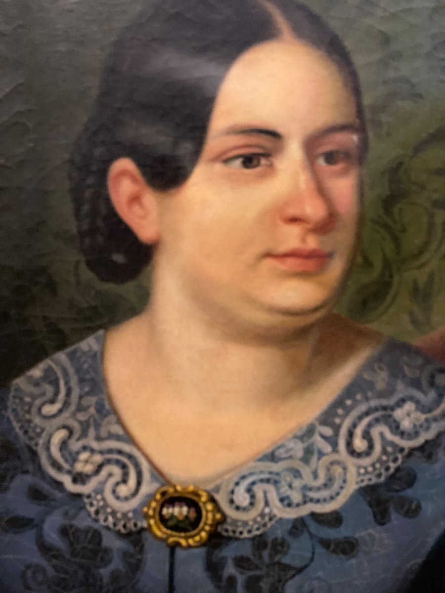 Oil Painting On Canvas, Portrait Of A Noblewoman  Biedermaier-photo-2