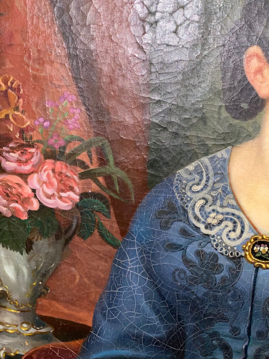 Oil Painting On Canvas, Portrait Of A Noblewoman  Biedermaier-photo-1