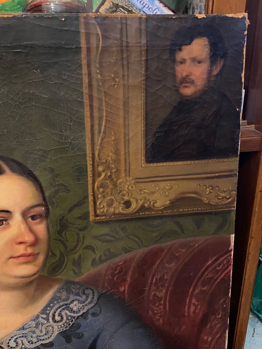 Oil Painting On Canvas, Portrait Of A Noblewoman  Biedermaier-photo-6