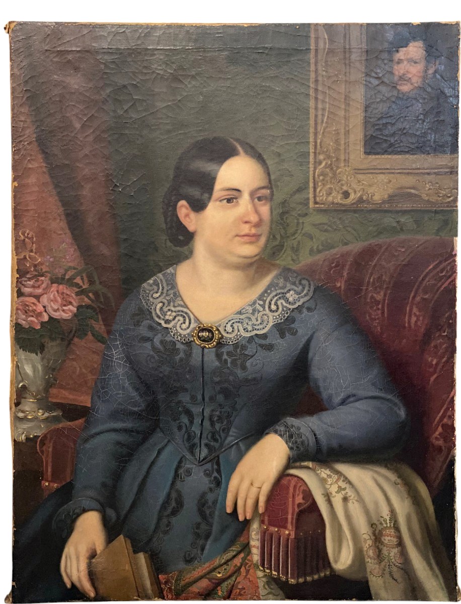 Oil Painting On Canvas, Portrait Of A Noblewoman  Biedermaier