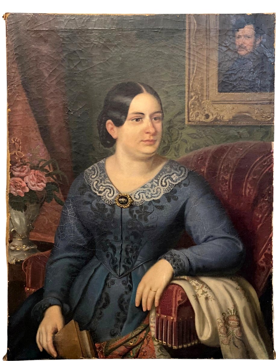 Peinture à l'huile sur toile, portrait . Artiste Biedermaier     
