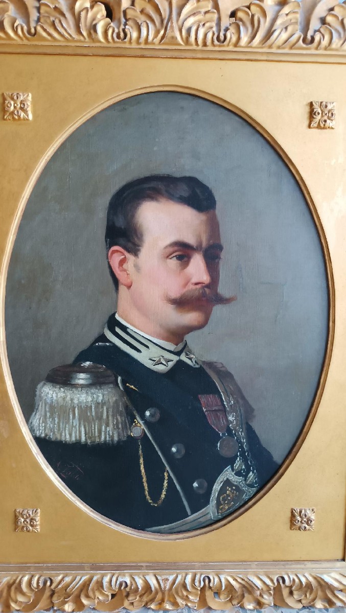 TABLEAU ANCIEN PORTRAIT D'UN GENTLEMAN MILITAIRE, ARTURO FALDI (FLORENCE 1856-1911)-photo-3