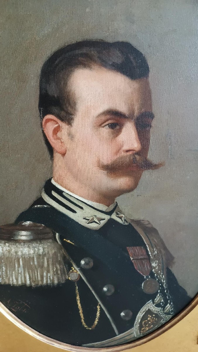 TABLEAU ANCIEN PORTRAIT D'UN GENTLEMAN MILITAIRE, ARTURO FALDI (FLORENCE 1856-1911)-photo-1