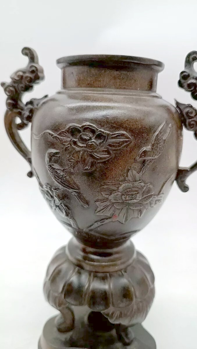 Pair Of Japanese Bronze Vases From The 19th Century-photo-4